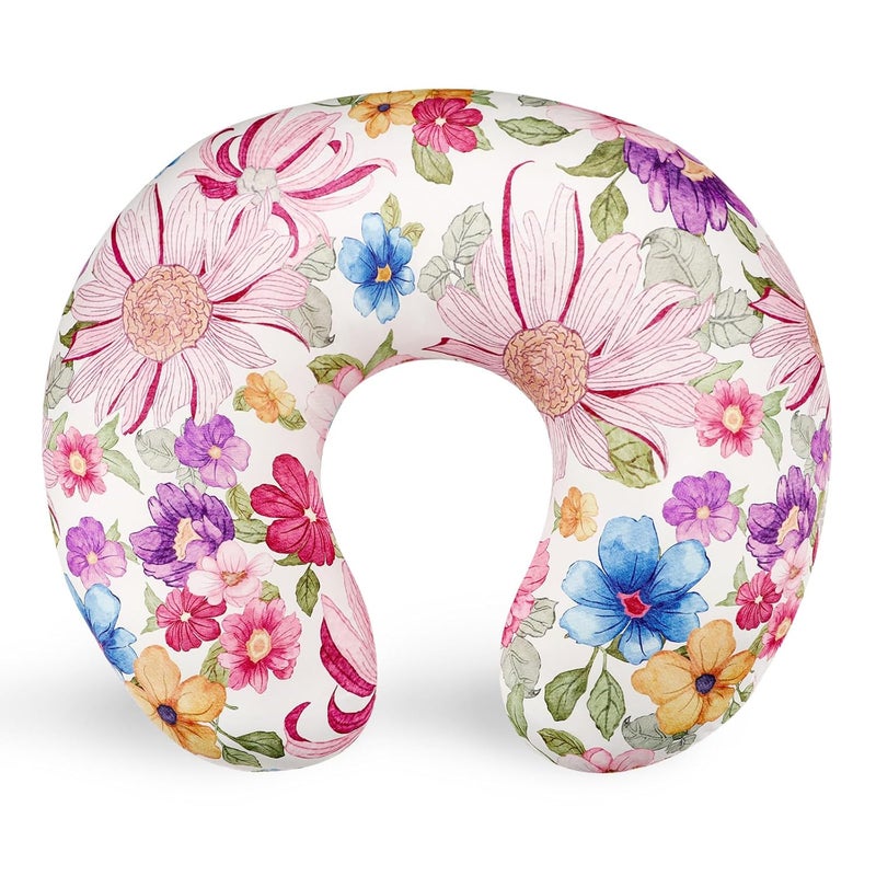 DAYEEBALL Nursing Pillow Cover for Boys and Girls, Breastfeeding Pillow Case for Newborn, Soft Baby Breastfeeding Pillow Slipcover, Fit for Standard Infant Nursing Pillows, Colourful Flowers - Image 1
